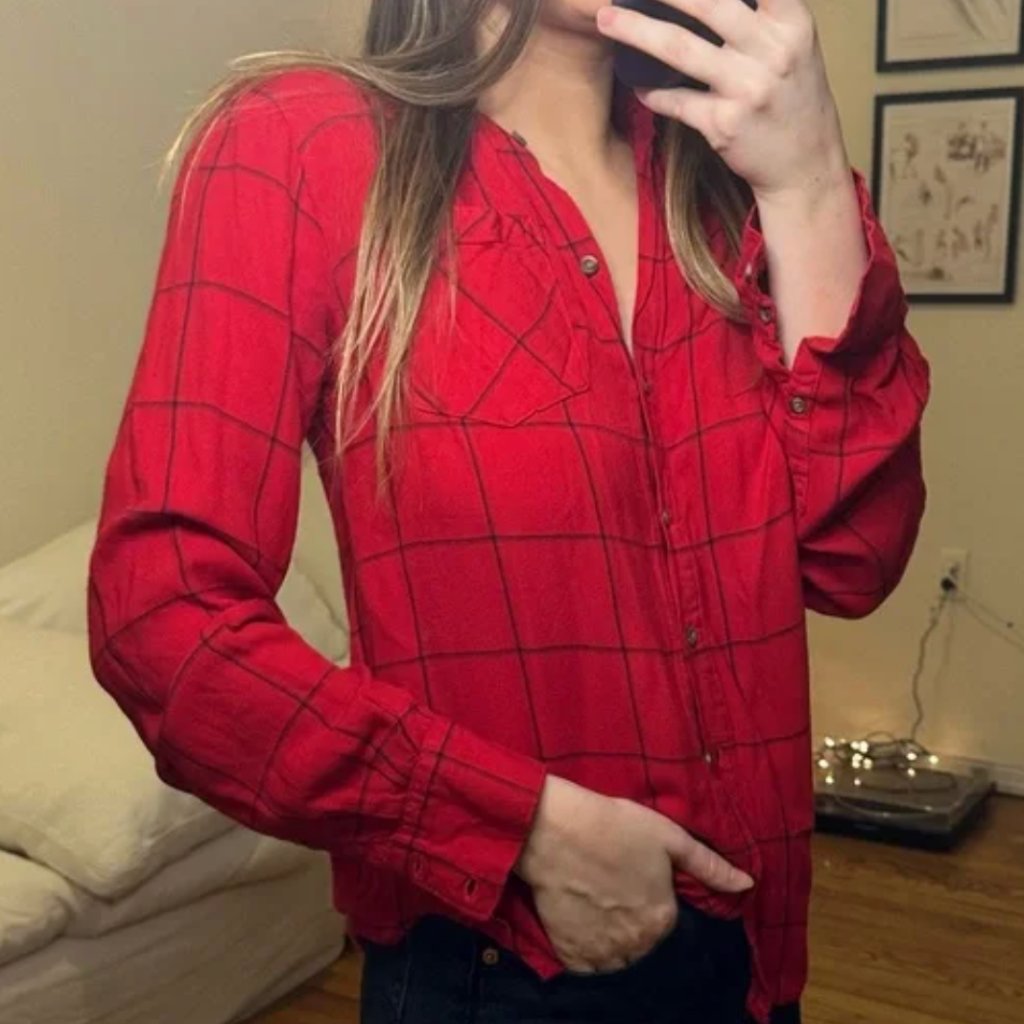 Red Button Down Plaid